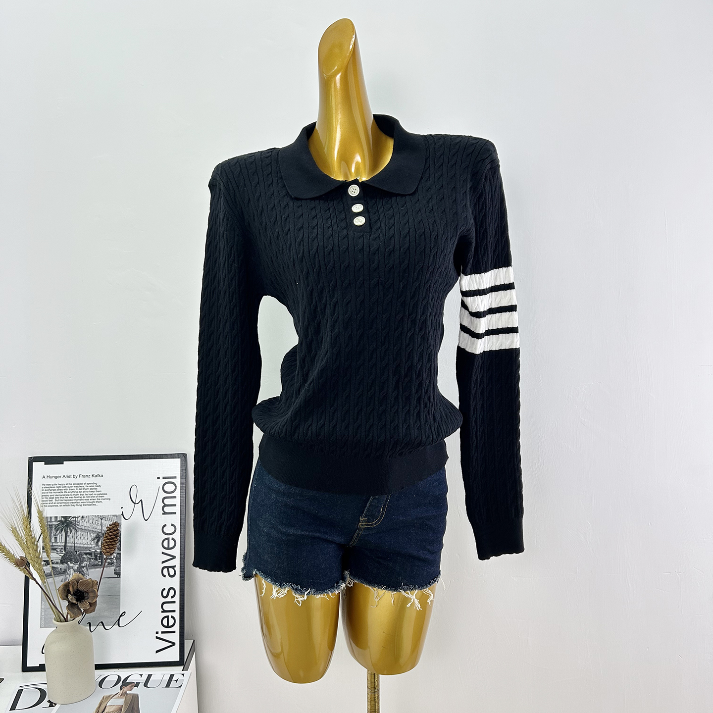 学院风polo领针织衫女春秋新款