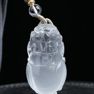 魅晶天然水晶晶体通透白兔毛貔貅吊坠