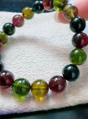 魅晶天然水晶晶体通透醇厚浓郁老矿碧玺手链