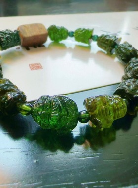 魅晶天然水晶晶体通透浓郁正绿色碧玺手链