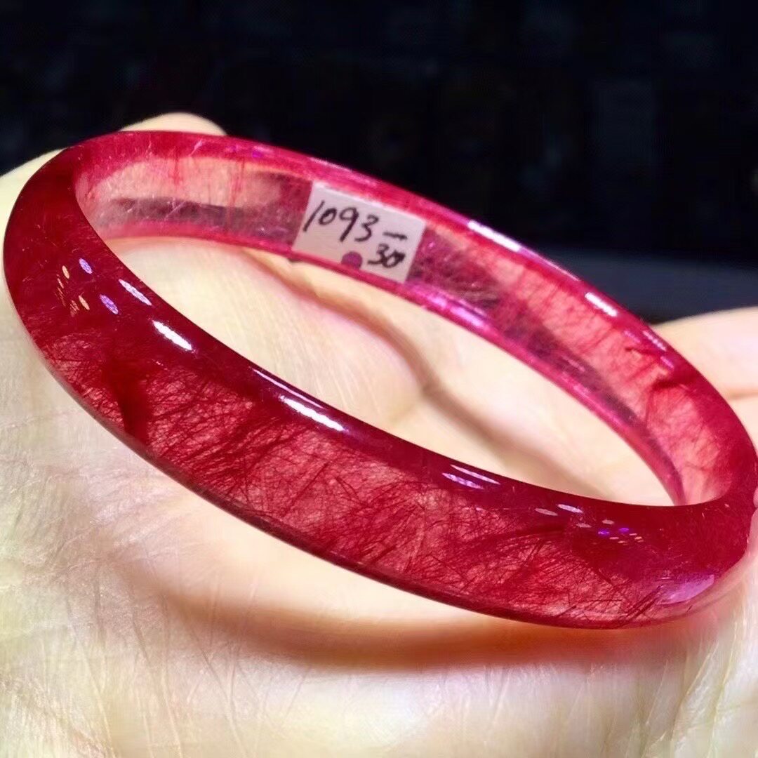 魅晶天然水晶晶体通透红发晶顺发晶小细镯手镯