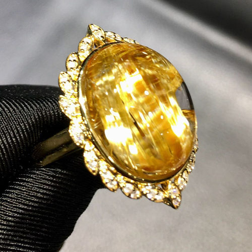 魅晶天然水晶晶体通透钛晶戒指