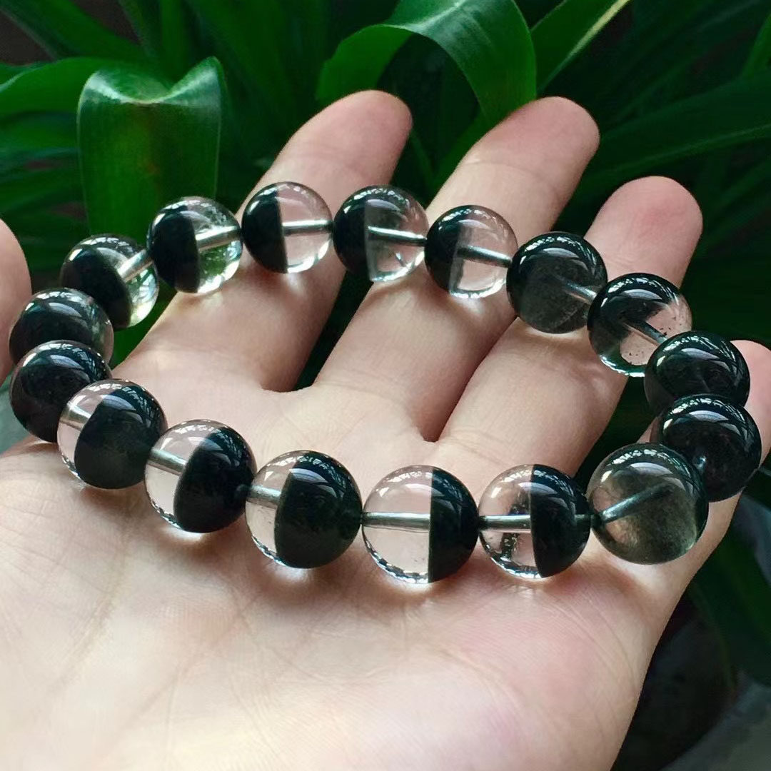 魅晶天然原矿水晶晶体通透绿幽灵聚宝盆裸石单圈手链