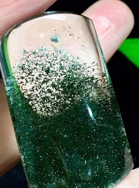 魅晶天然水晶晶体通透绿幽灵平安无事牌吊坠
