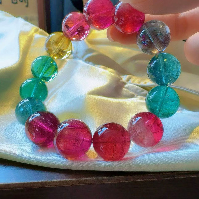 魅晶天然水晶晶体通透色泽浓郁瓜感碧玺手链