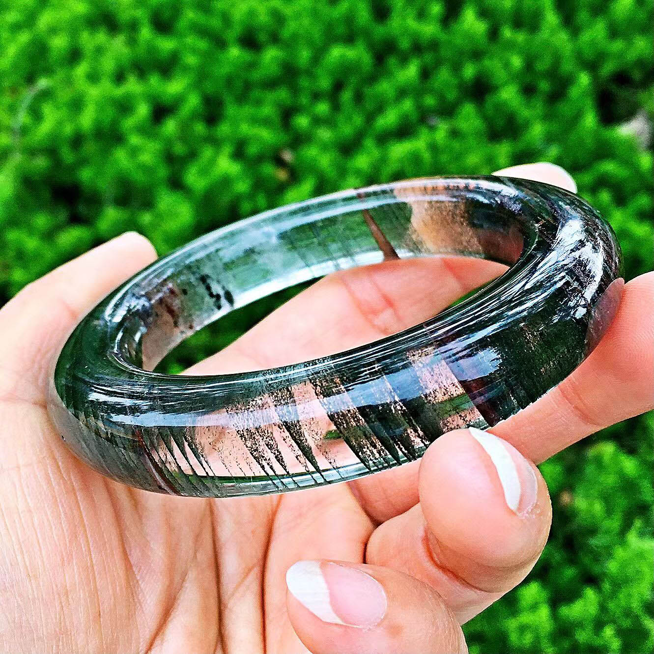 魅晶天然水晶绿幽灵千层山手镯