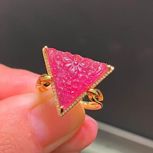 魅晶天然水晶晶体通透18k金款卢比来戒指