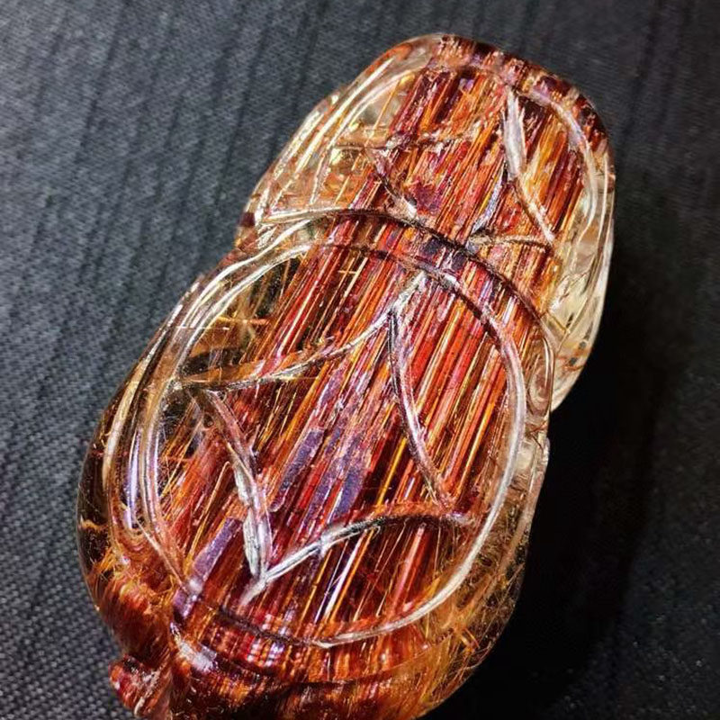 魅晶天然水晶晶体通透红铜钛晶貔貅铜发晶貔貅吊坠