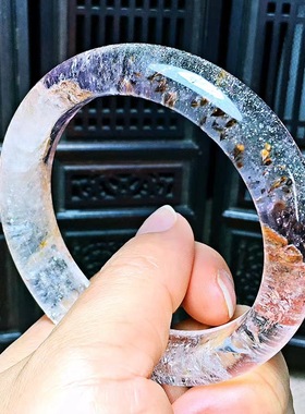 魅晶魅晶天然水晶晶体通透紫钛铜矿红胶花毒液半壁江山手镯