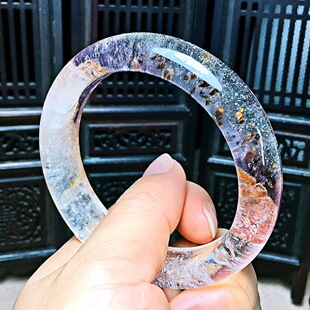 魅晶魅晶天然水晶晶体通透紫钛铜矿红胶花毒液半壁江山手镯