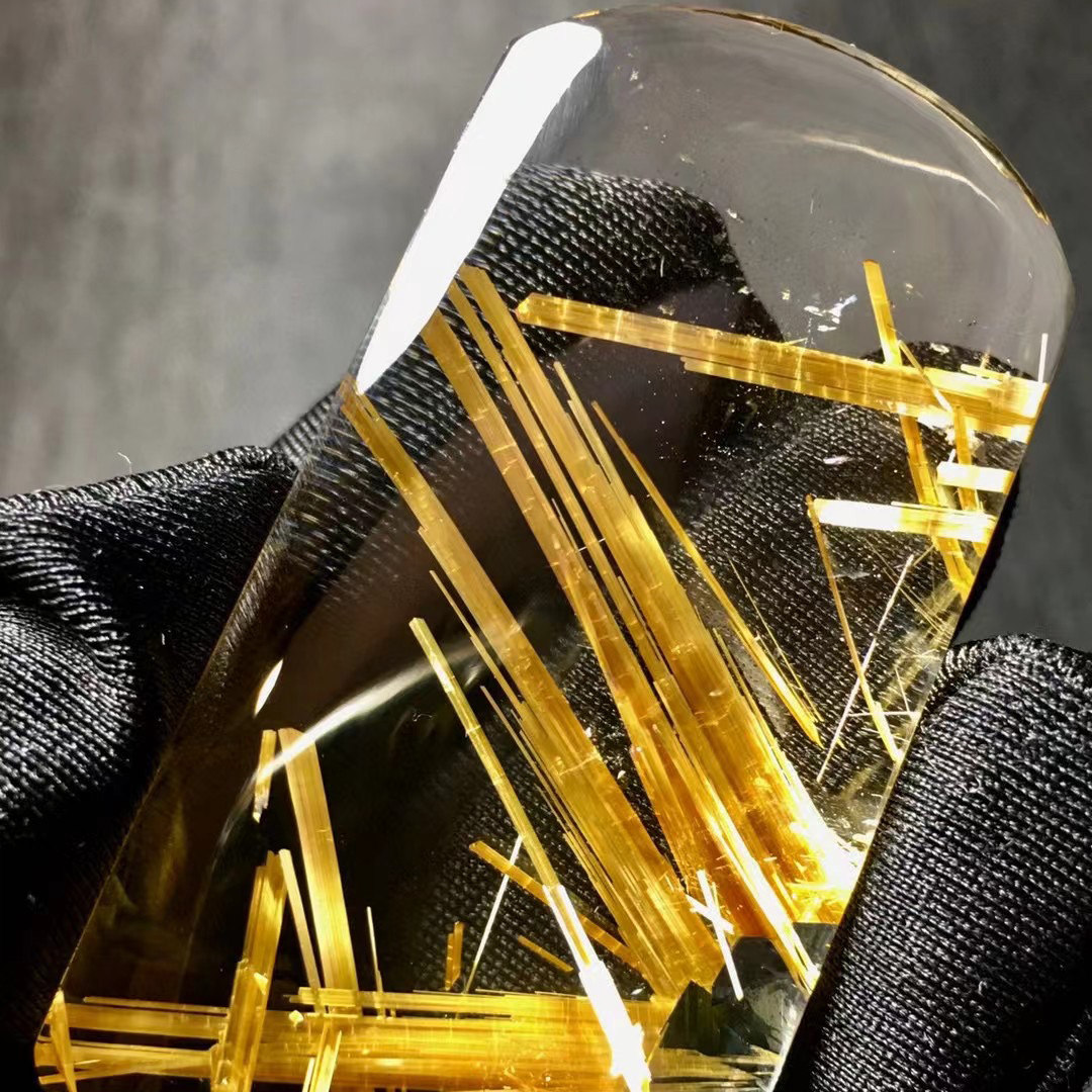 魅晶天然巴西原矿料水晶晶体通透黄钛晶板钛晶无事牌吊坠