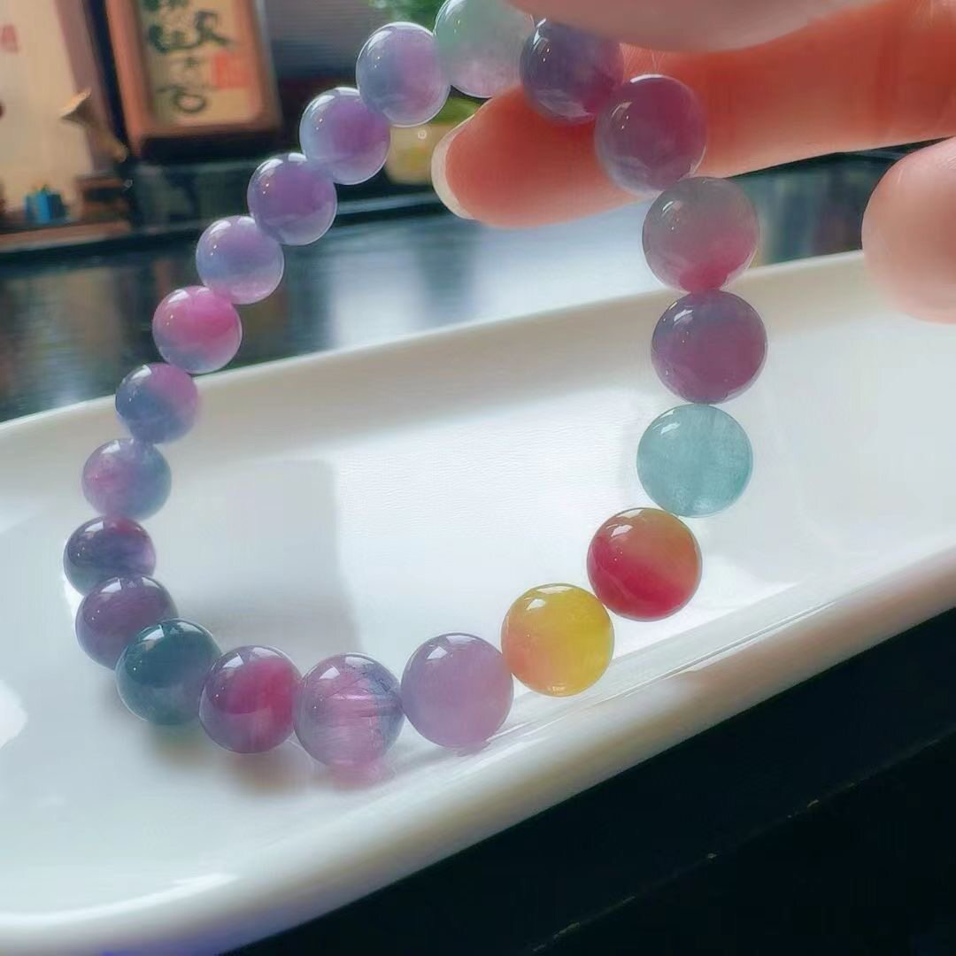 魅晶天然水晶晶体通透浓郁渐变紫西瓜碧玺手链