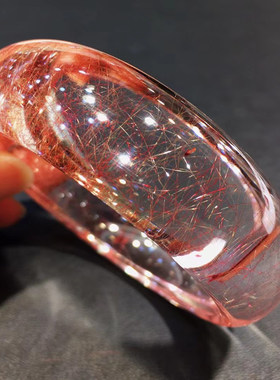 魅晶天然水晶晶体通透红发晶手镯