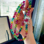 魅晶天然水晶晶体通透彩虹碧玺多圈手链