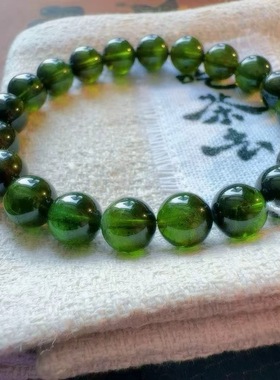 魅晶天然水晶晶体通透浓绿碧玺手链