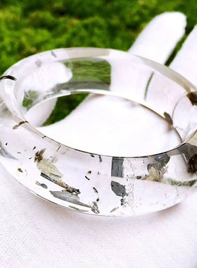 魅晶天然水晶晶体通透黑云母片共生水晶手镯