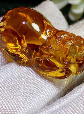 魅晶天然水晶晶体通透巴西黄水晶貔貅吊坠