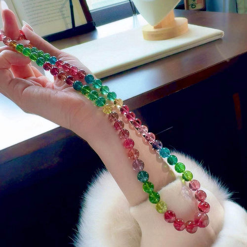 魅晶天然水透人鱼碧玺塔链