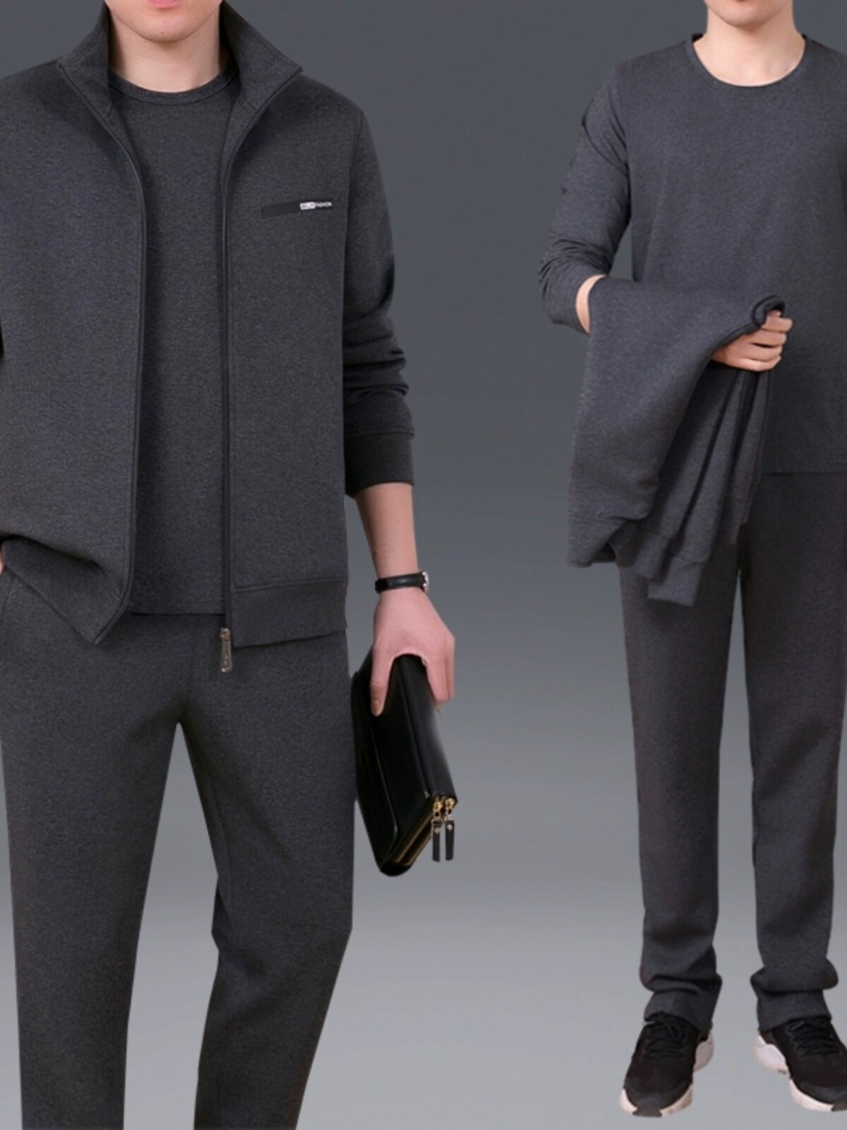 SPRING AND AUTUMN LONG-SLEEVED STAND-UP COLLAR CASUAL JACKET SPORTS SUIT MENS MIDDLE-AGED AND ELDERLY DAD SPORTSWEAR SPORTSWEAR SPORTSWEAR