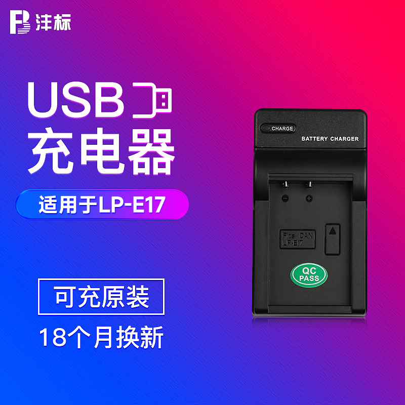 沣标LP-E17充电器USB适用佳能R50电池R100 R8 R10 RP 850D M6 II M6/5/3微单反760D相机750D800D 200D座充77D