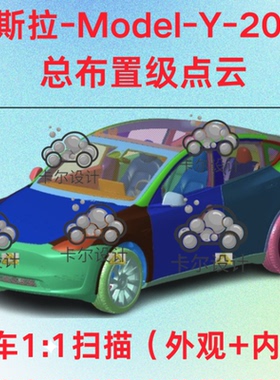 特斯拉 Tesla Model Y 2022 总布置级点云数据模型人机信息报告图