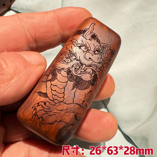 手工雕刻天然雷击枣木貔貅中国传统道家文化圣木车挂钥匙挂包挂