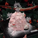 2025圣诞节KT猫许愿树蛋糕装 饰银色雪花珍珠链女生生日甜品插件