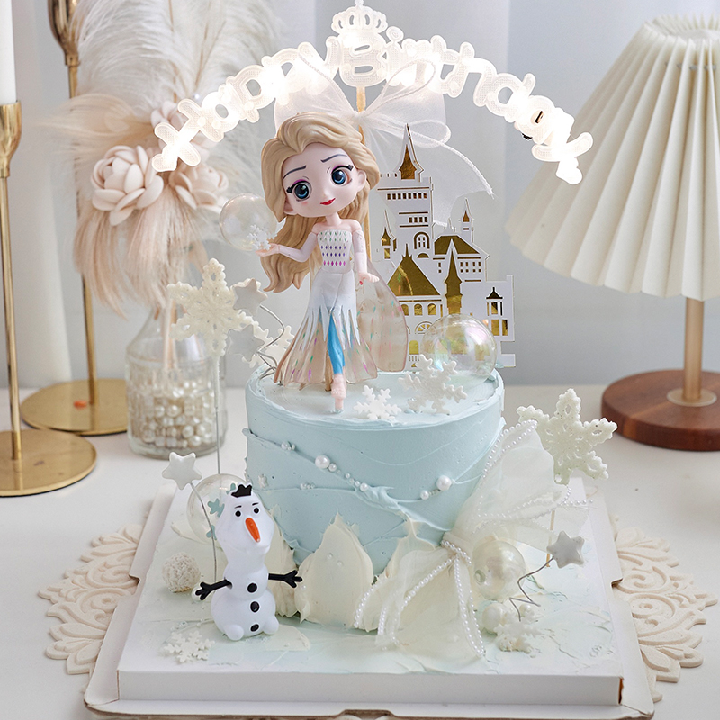艾莎爱莎公主蛋糕装饰摆件