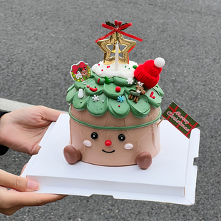 2025圣诞节jellycat蛋糕装 饰可爱小脚摆件毛线帽节日快乐插旗插件