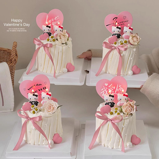 214情人节情侣西服裙子kt猫咪蜡烛蛋糕装饰摆件爱心love卡片插件