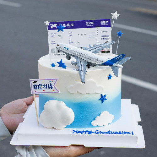 2025毕业季蛋糕装饰幼儿园小学初中高中大学梦想航班飞机票插牌