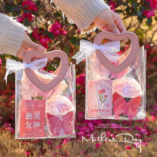 38女神节蛋糕包装盒伴手礼盒装饰花束透明手提袋波波杯包装礼品袋