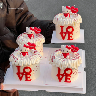 2026情人节蛋糕装饰爱心kt猫摆件214情侣告白love亚克力蜡烛插件