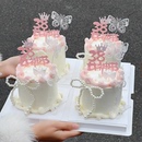 38女神节蛋糕装 扮摆件 饰亚克力插件三八妇女节唯美珍珠蝴蝶结装