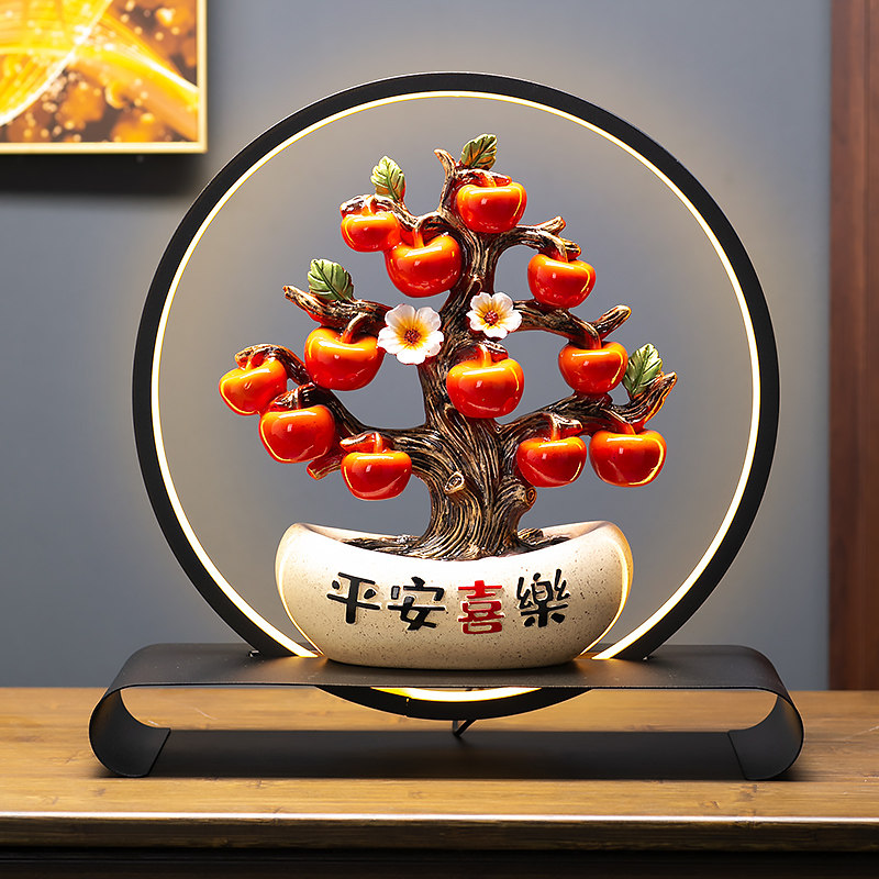 轻奢中式平安喜乐摆件柿柿如意电视酒柜客厅装饰工艺乔迁新居礼品