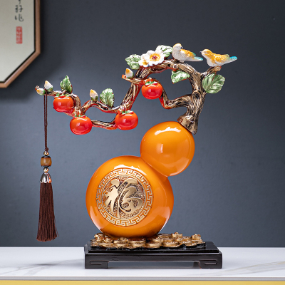 柿柿如意葫芦摆件玄关电视柜桌面酒柜装饰品客厅招财乔迁新居礼物