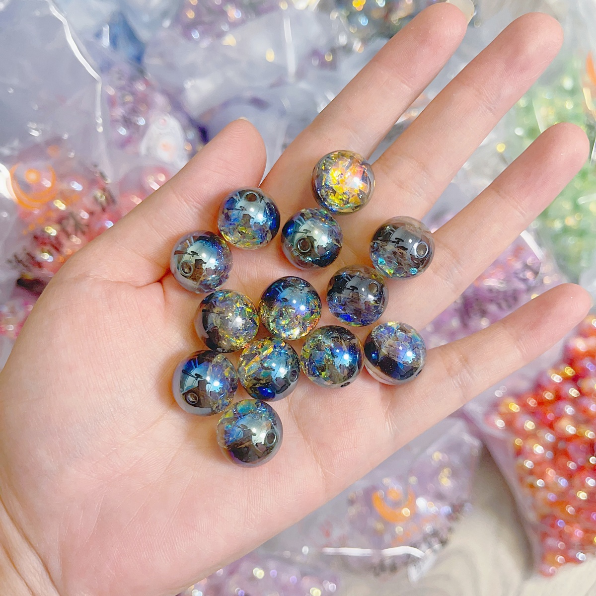 海蒂珠饰卡16mm斑斓欧铂系列直孔圆珠手工DIY珠子散珠配饰配件