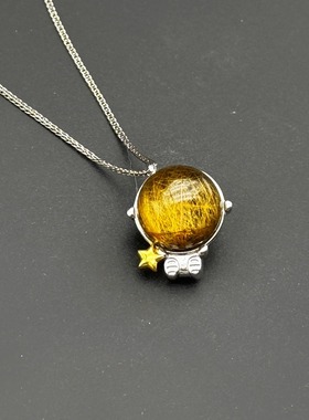 满金发水晶宇航员项链