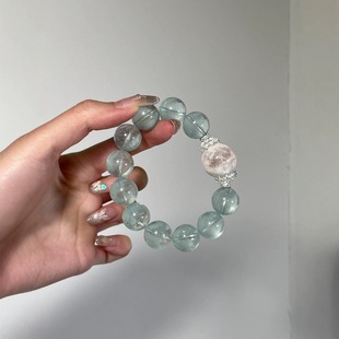 天然绿阿赛白幽灵手串气质百搭春日清露冰透手串气质时尚款