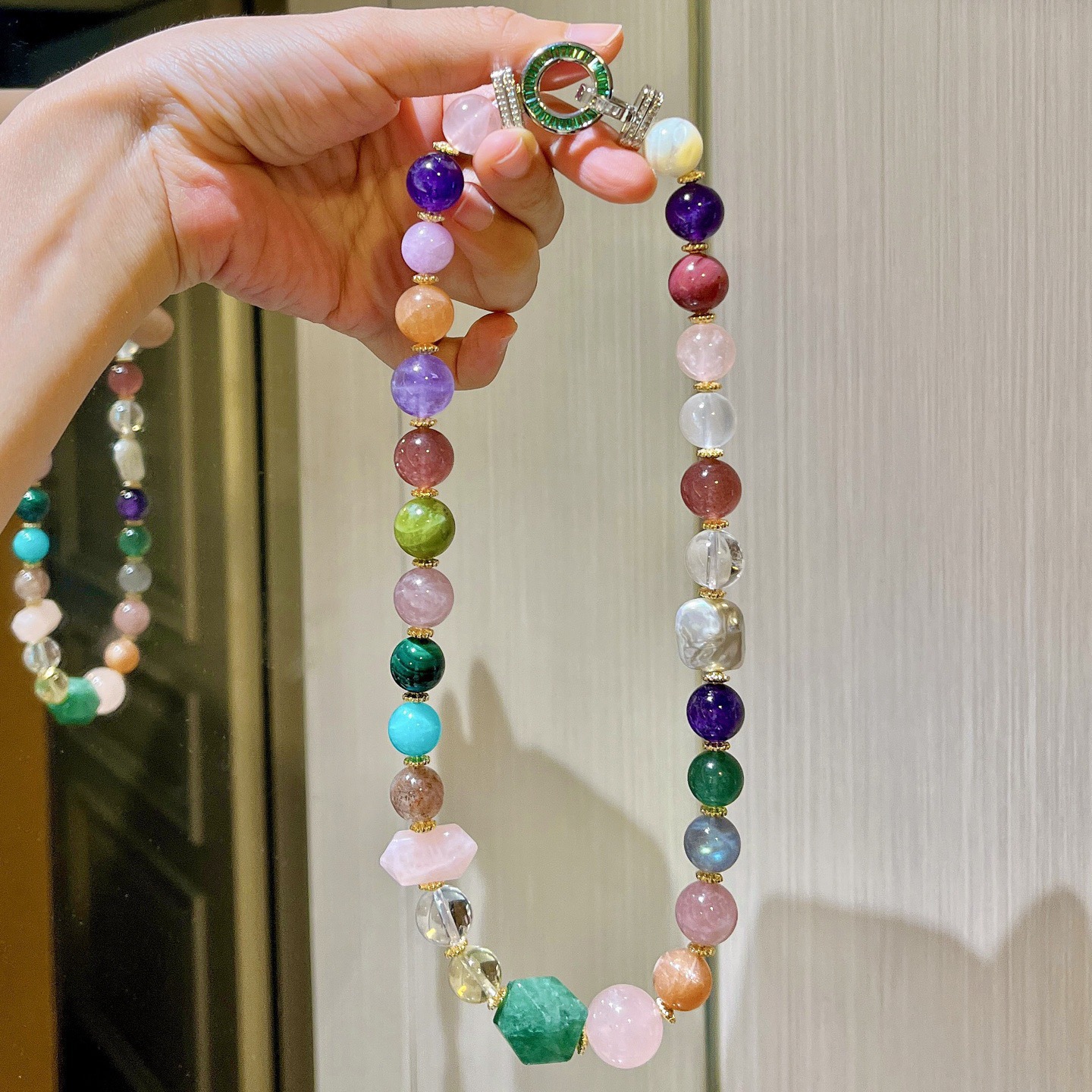 朱珠同款12-18mm天然高品质多宝项链手链紫水晶柠檬黄晶粉晶多宝