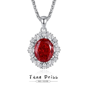 钻石之乡河南钻石商丘人工钻石满钻S925纯银项链中国红冰花锁骨链