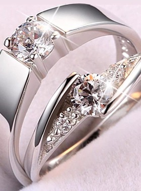 河南钻石商丘钻石河南人造钻石经典情侣戒指婚戒学生对戒开口戒