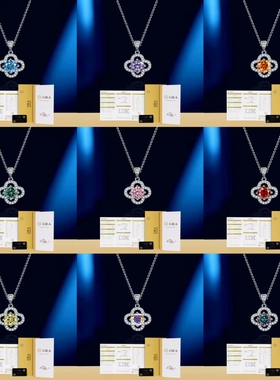 钻石之乡商丘人工钻石新款四叶草项链S925纯银吊坠锁骨链镶