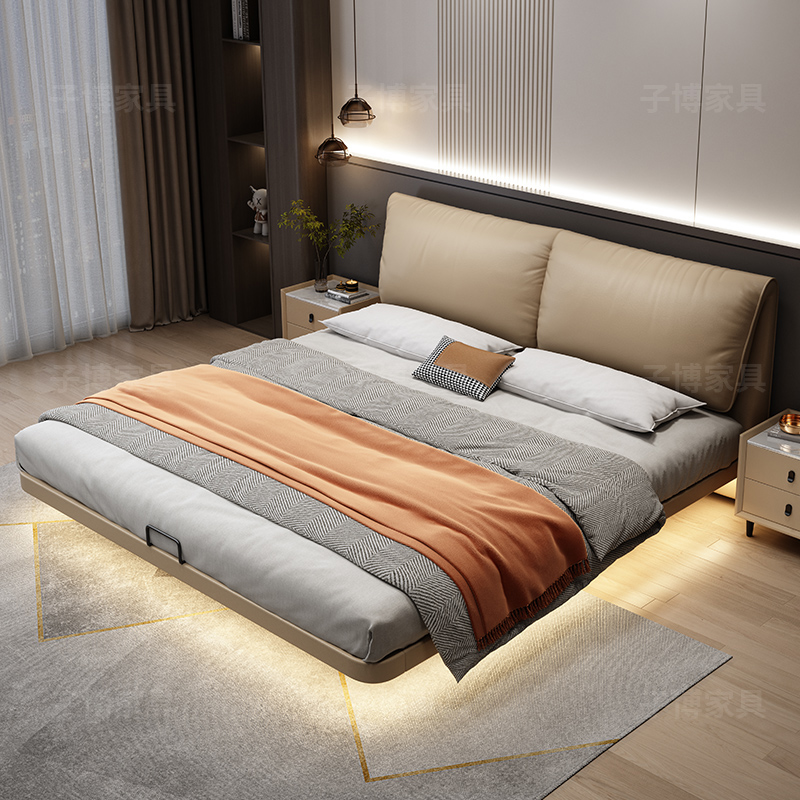 大象耳朵真皮床现代轻奢储物大床