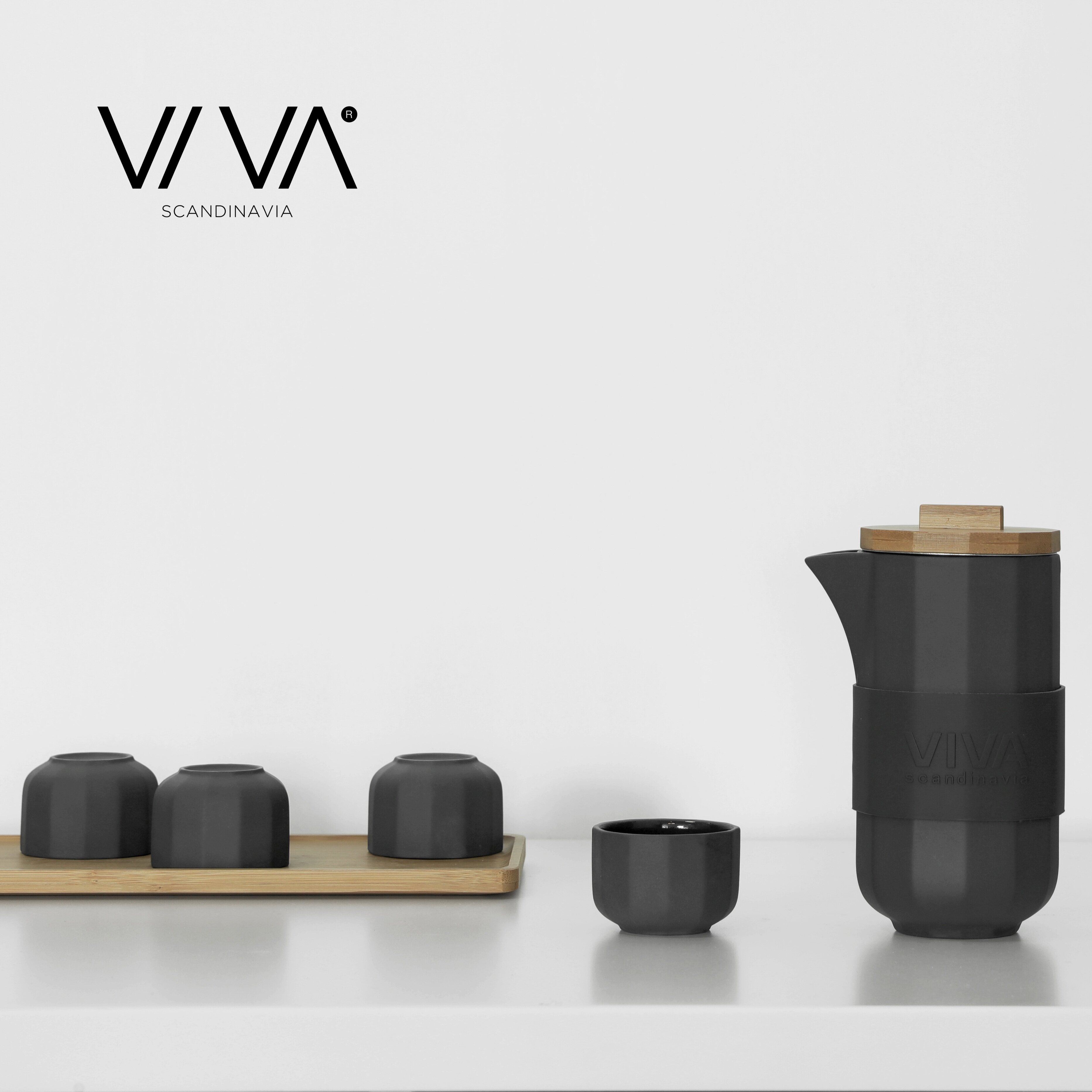 丹麦viva磨砂陶瓷茶具套装alexander磨砂色土茶壶茶杯5件套550ml