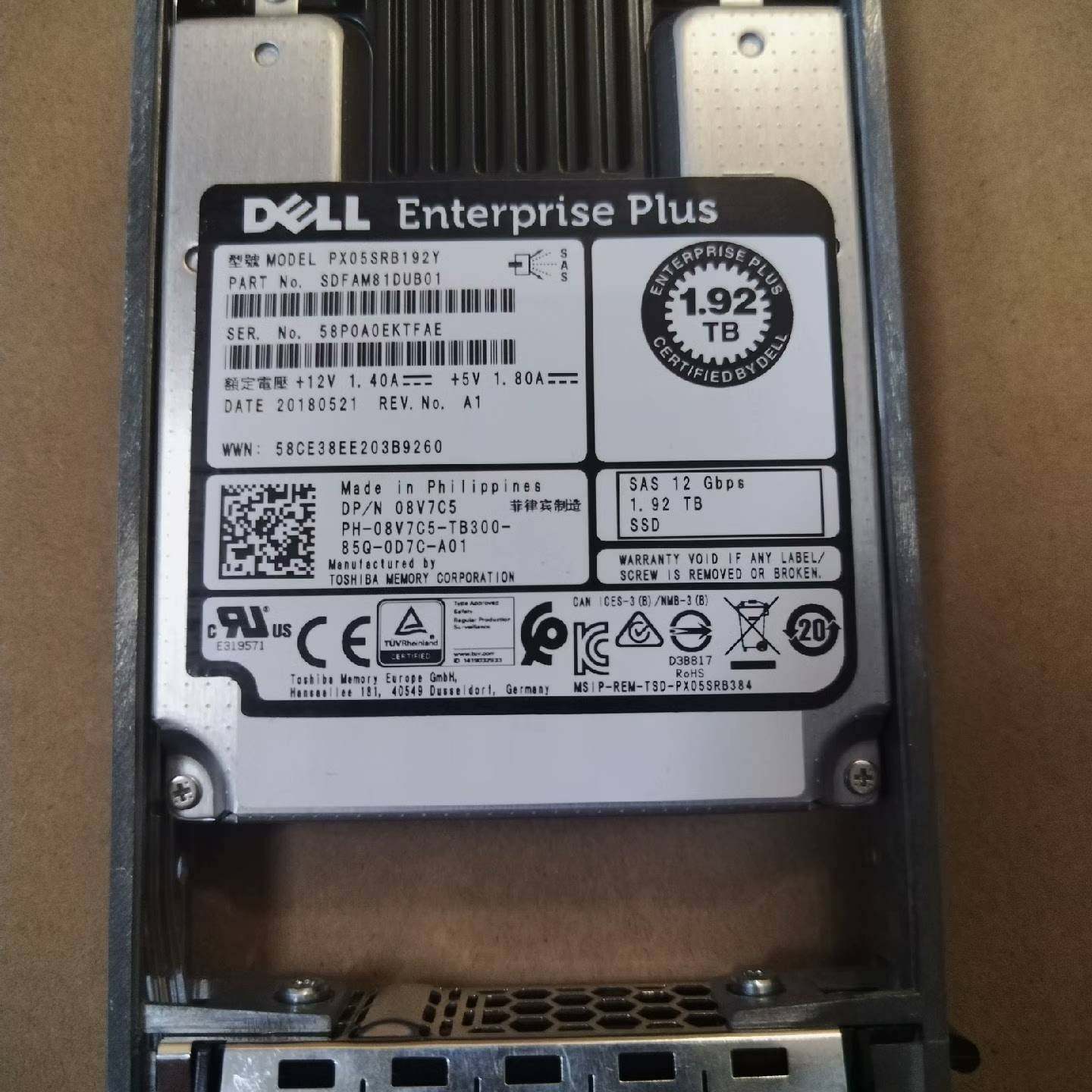 议价DELL 08V7C5 1.92TB SAS 12GB SS