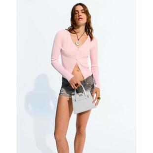 Bershka粉红色辣妹风格时尚开衫薄针织衫 英国正品代购2025年秋