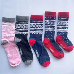 80美利奴羊毛袜户外休闲登山袜徒步远足脚底毛圈袜减震柔软儿童袜