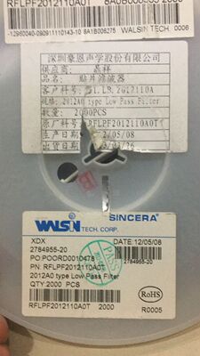 原装 贴片低通滤波器RFLPF2012110A0T WALSIN华新 2012 2.4GHz