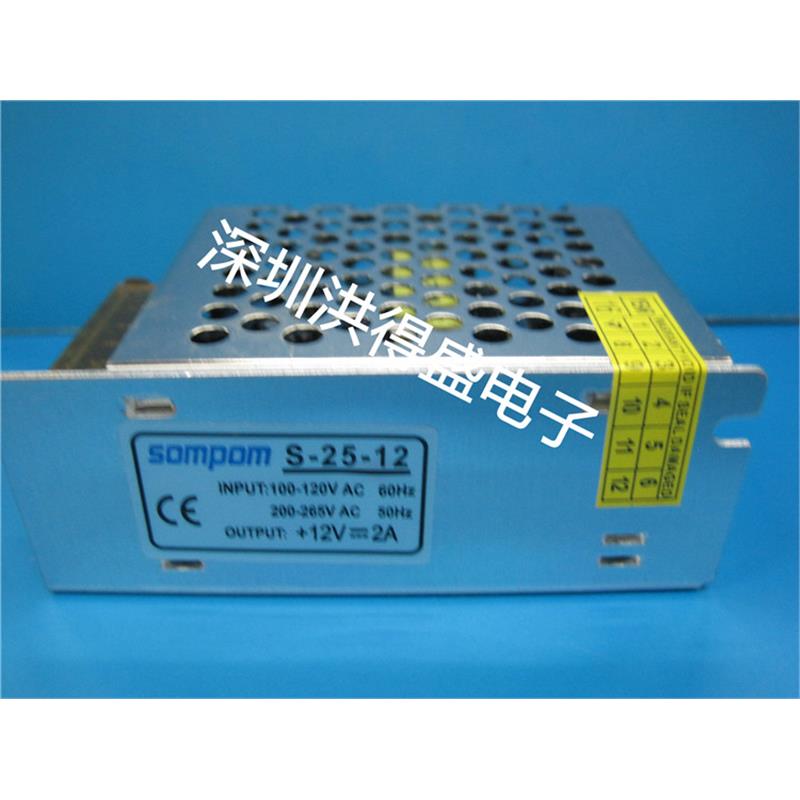 SOMPOM S-25-12开关电源 LED灯带灯箱安防监控电源12V25W直流稳压